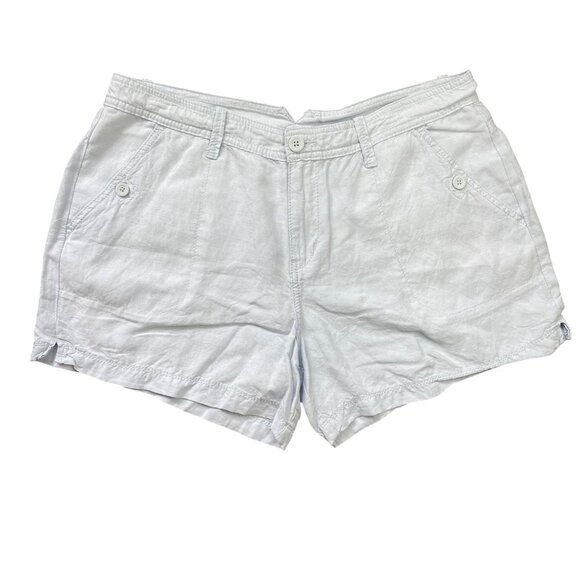 Calvin Klein Jeans Linen Blend Shorts Women's Size 14 NO STRETCH Light Blue FLAW - Picture 1 of 11
